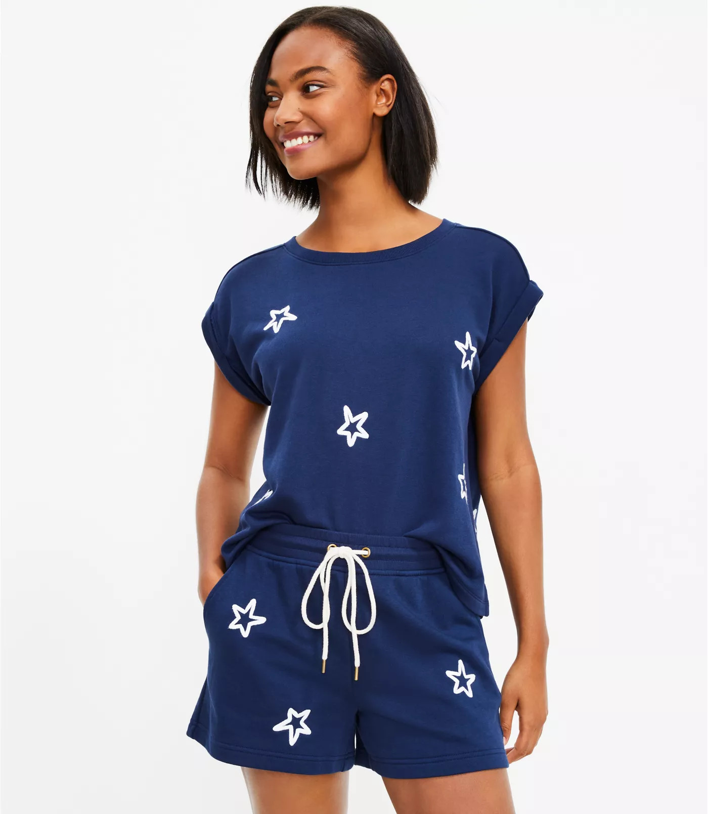 Lou & Grey Star Cozy Cotton Terry Shorts | LOFT