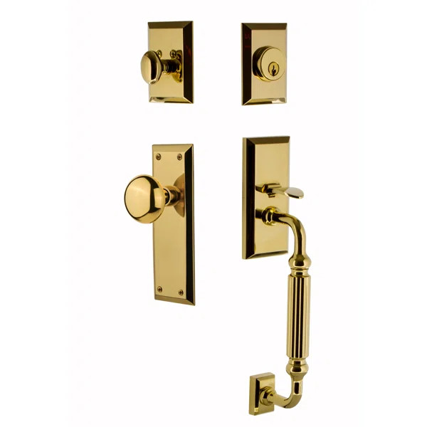 New York Handleset with Single Cylinder Deadbolt and Door Knob and Rosette | Wayfair North America