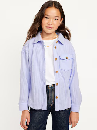 Cozy Waffle-Knit Shacket for Girls | Old Navy (US)