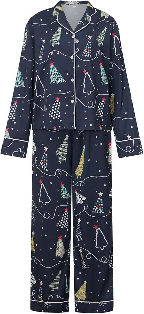 Meiweileya Women Christmas Pajamas Sets for Women Satin Silk Bow Santa Print Cute Pj Pajama Set X... | Amazon (US)