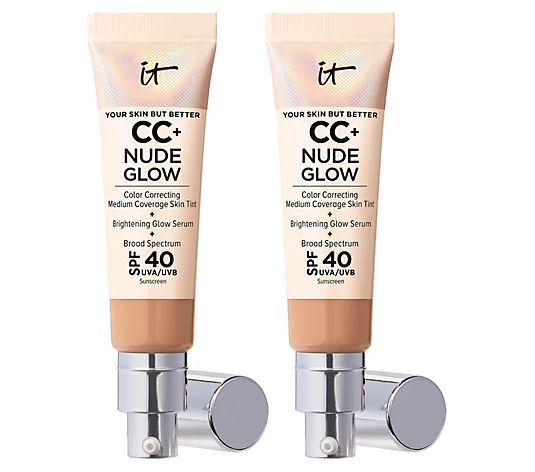 IT Cosmetics CC+ Nude Glow SPF 40 Foundation Duo | QVC