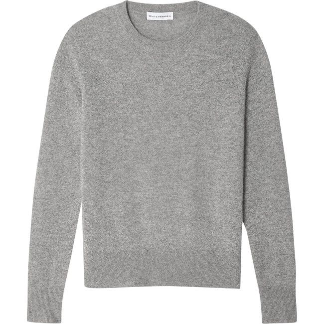 Women's Essential Cashmere Crew Neck Sweater, Grey Heather | Maisonette