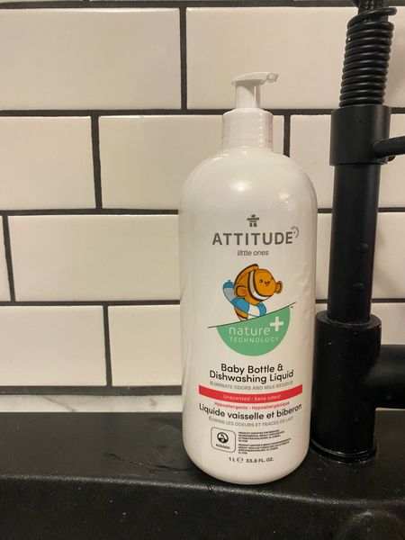 Fragrance free baby bottle and dishwashing liquid by attitude
on amazon. We absolutely love this brand- it works great and made with good materials!

Baby, toddler, baby cleaning, cleaning, dishwashing, safe cleaning supplies, natural cleaning supplies, crunchy cleaning  

#LTKGiftGuide #LTKkids #LTKbaby