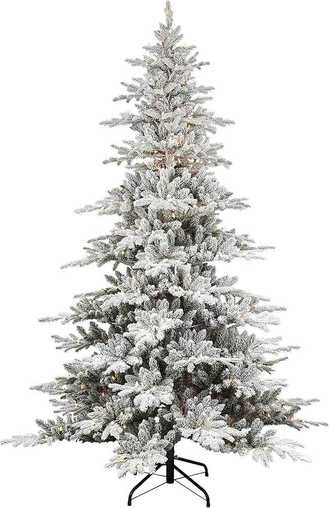 Puleo International Pre-Lit 7.5' Flocked Utah Fir Artificial Christmas Tree with 500 Lights, Gree... | Amazon (US)