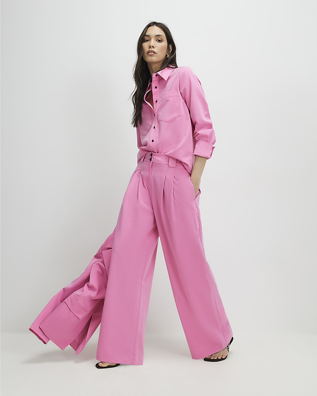 Pink Wide Leg Trousers | River Island UK & IE