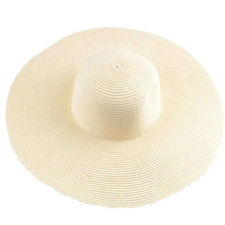 SPRING PARK Women Floppy Sun Beach Straw Hats Wide Brim Packable Summer Cap - Walmart.com | Walmart (US)