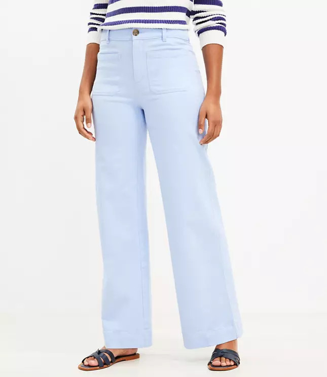 Palmer Wide Leg Pants in Twill | LOFT