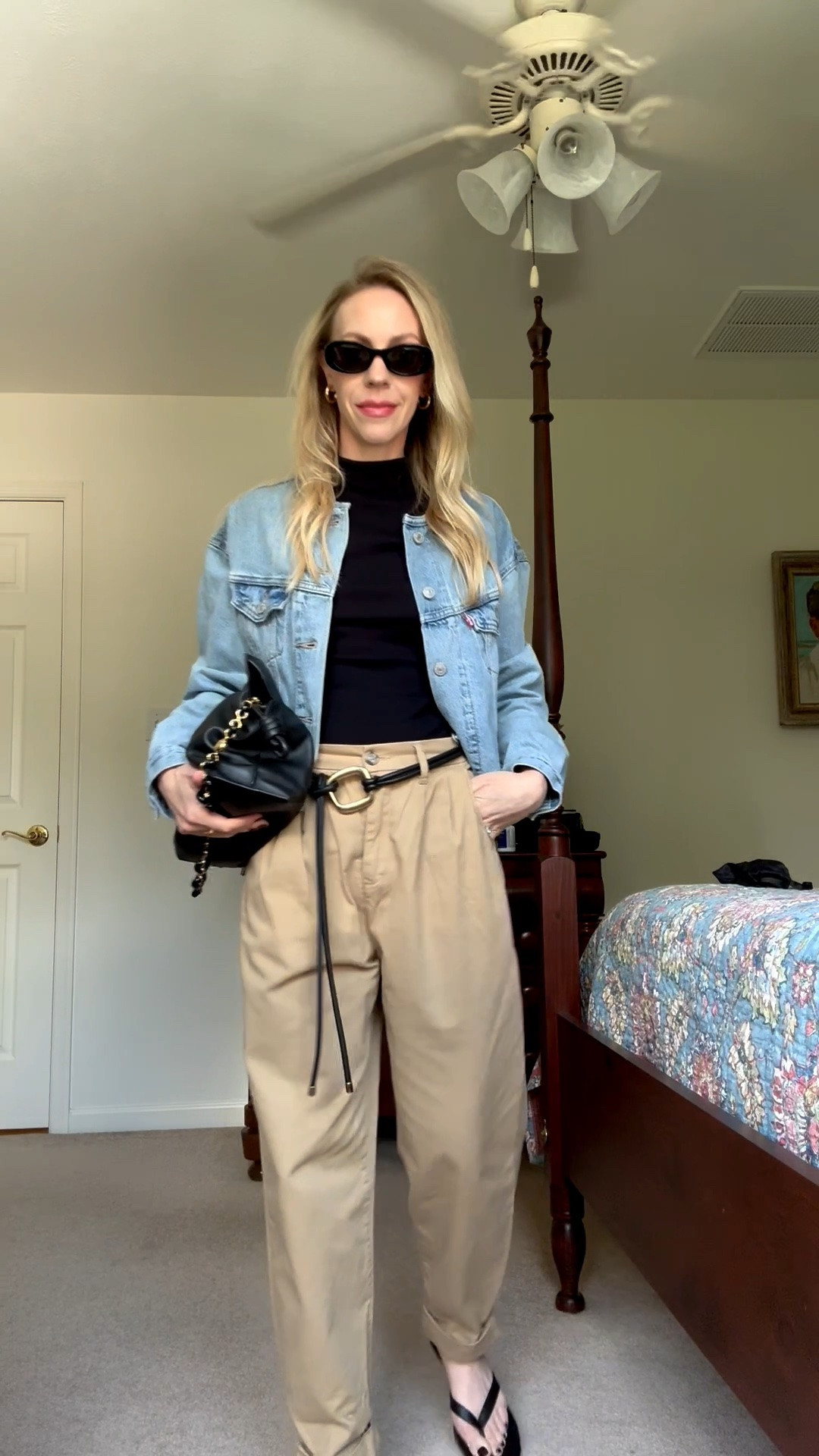 Denim jacket is on major sale!

Early fall outfit with cropped denim jacket, mockneck tank, khaki tapered pants, leather thong sandals

#LTKSaleAlert #LTKSeasonal #LTKOver40