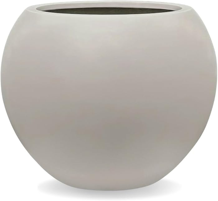 16" H x 20" D Globo Fiberstone Round Planter with Drainage Hole, Weather Resistant, Smooth Finish... | Amazon (US)