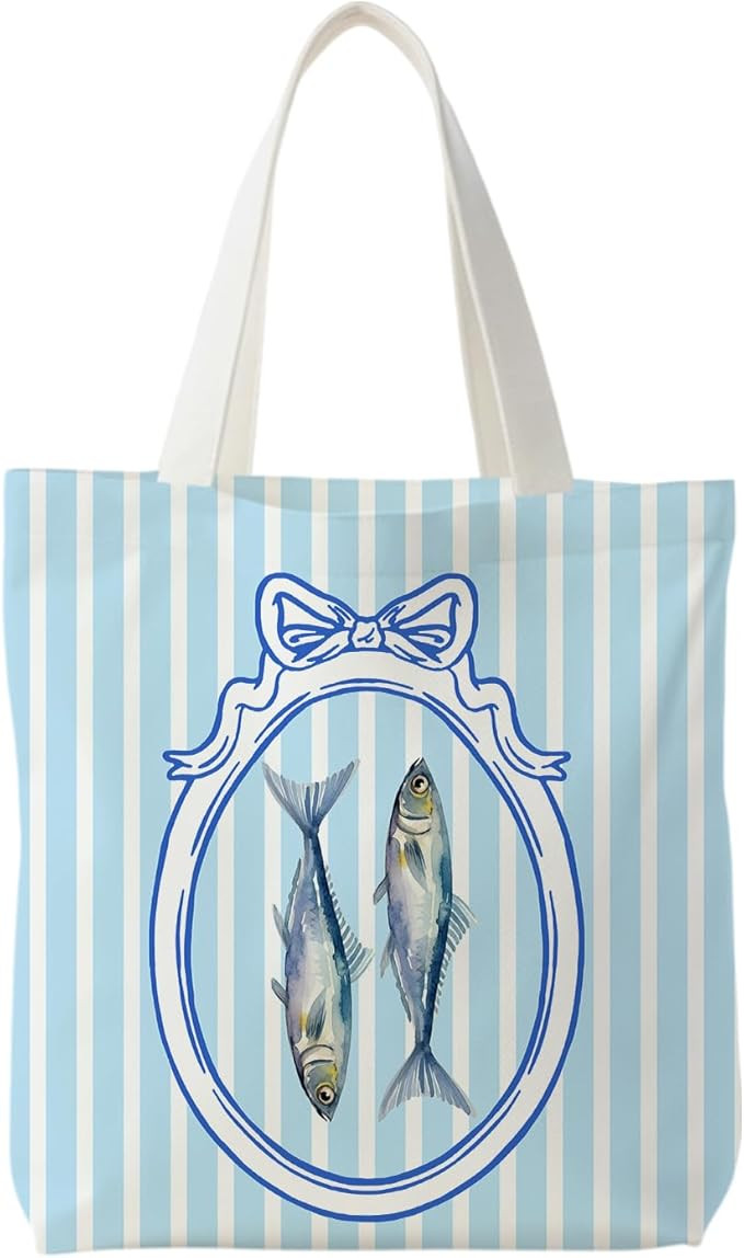 NATSUNO Canned Sardines Tote Bag,Fish Gifts for Women,Western Tote Bags for Women,Reusable Grocer... | Amazon (US)
