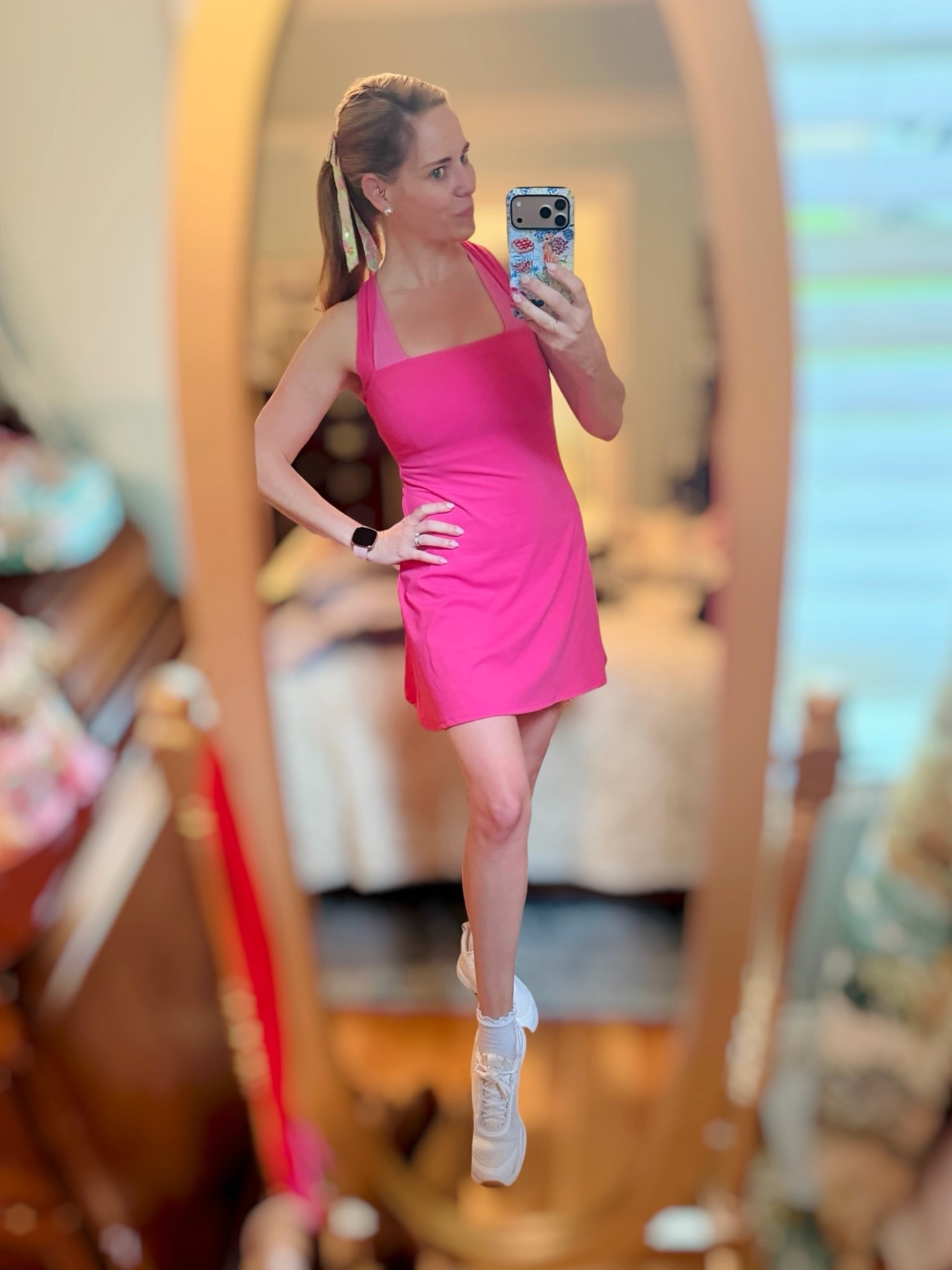 Pink Active Dress & Lilly Bow Moment 🎀💖

This hot pink active dress is the perfect mix of sporty and cute! I love the flattering square neckline, built-in support, and easy throw-on-and-go style. Whether you’re heading to a workout, running errands, walking the neighborhood, or meeting friends for coffee, this dress keeps you comfortable while still looking put together.

I paired it with classic white sneakers, a coordinating fitness watch, and the sweetest pink and green bow for a fun, preppy touch. The vibrant color makes such a statement and is one of my favorite ways to add a little extra happiness to an everyday look! 🌸✨

Comfortable, flattering, and budget-friendly—this is one of those pieces you’ll reach for all summer long. ☀️💕

Active dress, athletic dress, hot pink outfit, sporty chic style, preppy activewear, tennis dress look, casual summer outfit, comfortable everyday style, white sneakers outfit, fitness fashion, colorful summer style, women over 40 fashion, affordable Amazon finds, cute workout outfit, feminine athleisure look.

#LTKActive #LTKmomlife #LTKOver40