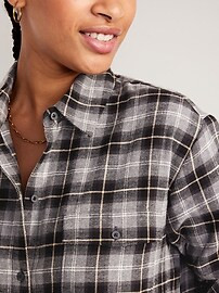 Oversized Flannel Boyfriend Shirt for Women | Old Navy (US)