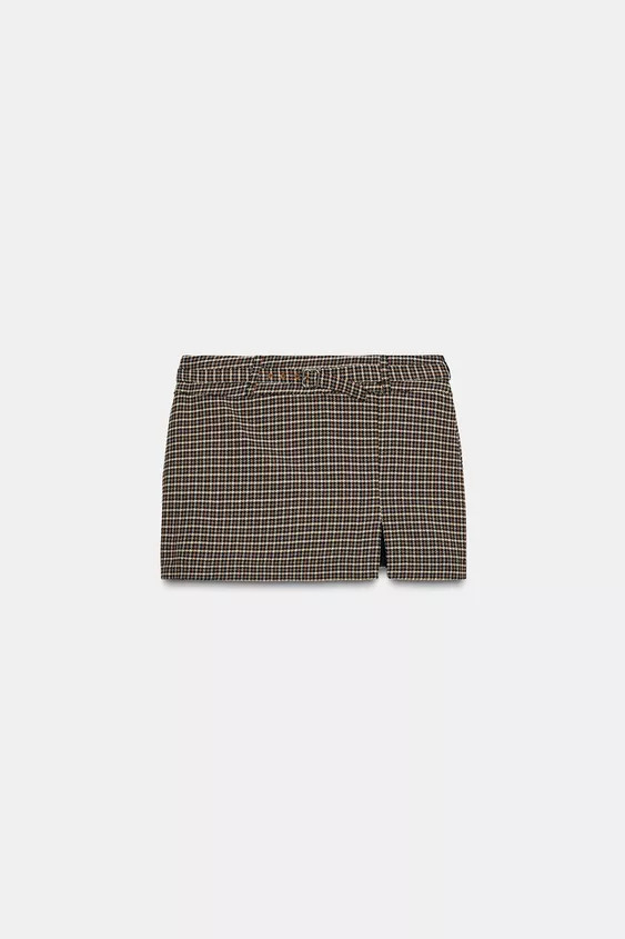 HOUNDSTOOTH BELTED SKORT | Zara US