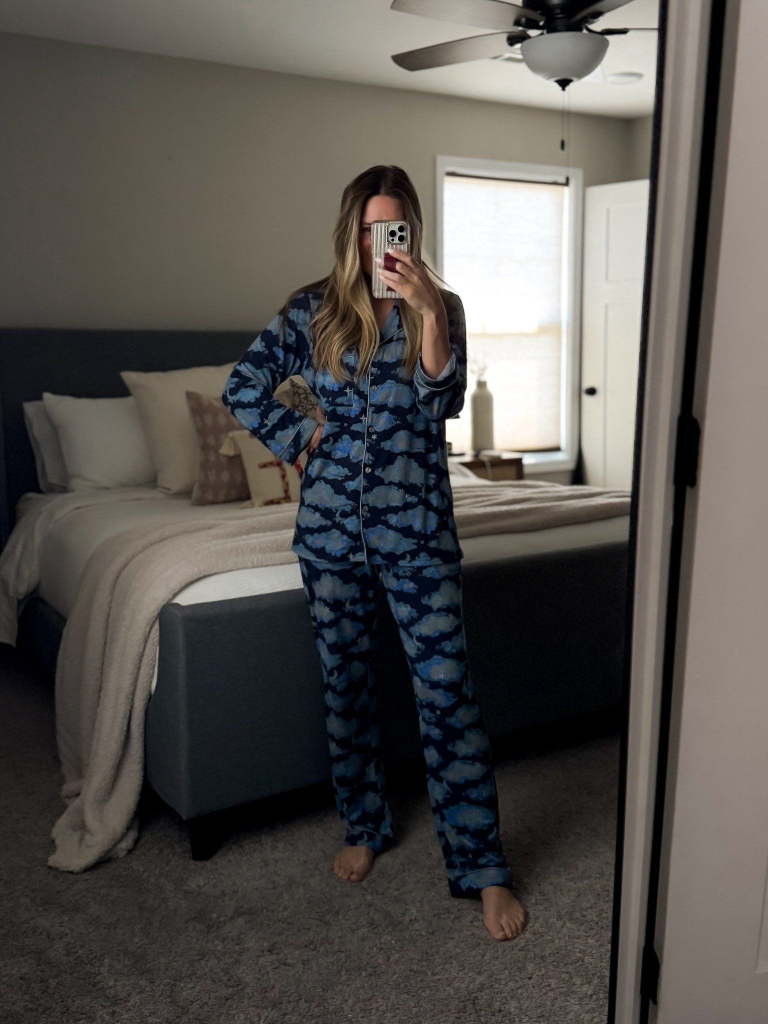 Happy National Pajama Day! These pjs launch 4/16 at 6pm central and they will be a limited release. I love how these have a cooling fabric and feel so comfy through the night. Fit true to size. I wear a medium for extra room. 

#LTKOver40 #LTKgrwm #LTKmomlife