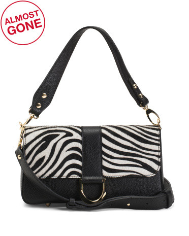 Made In Italy Leather Baguette Flap Crossbody | TJ Maxx