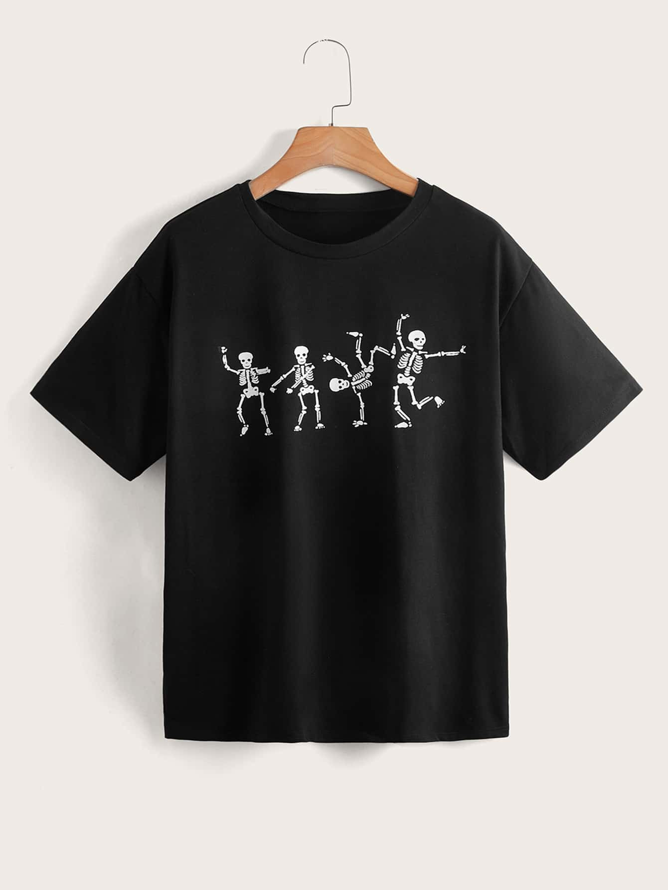 Skeleton Print Drop Shoulder Tee | SHEIN