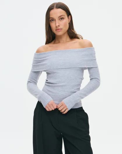 Foldover Off Shoulder Longsleeve Knit | Glassons (Australia)
