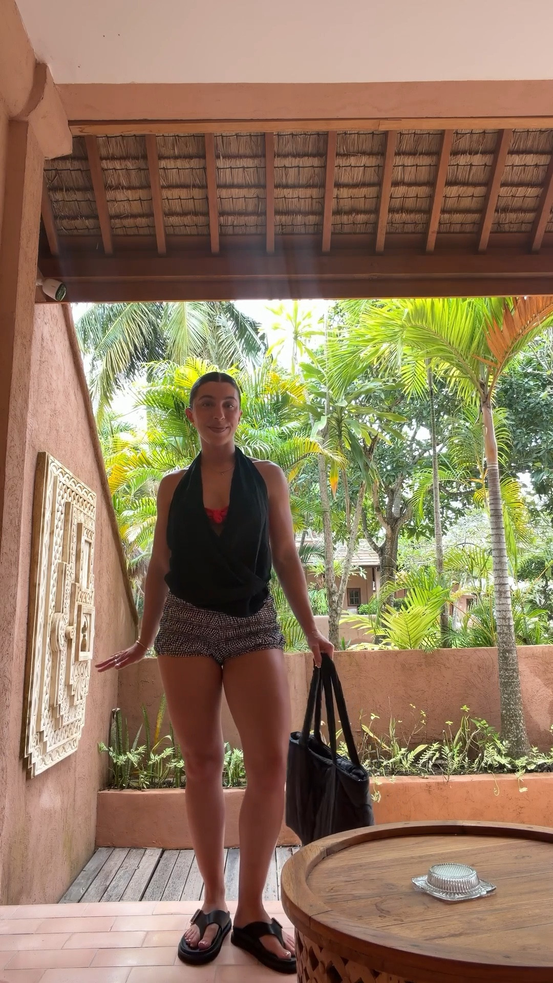 Holiday, simple outfit, beach club, pool club, Bali, short shorts, bikini, pop of red, outfit, petite, going out top, gingham, wardrobe, essentials, summer, asos, cotton on uk

#LTKpetite #LTKuk #LTKtravel