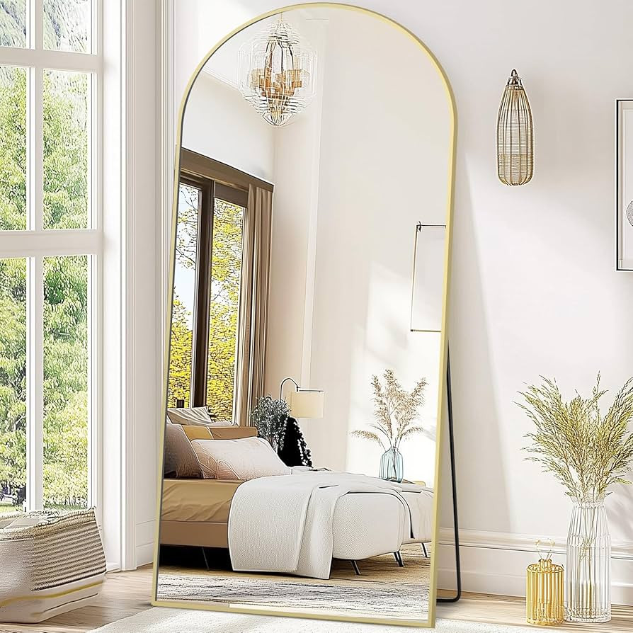 71"x30" Arched Mirror Full Length Large Mirror with Stand Aluminum Alloy Frame Floor Mirror for L... | Amazon (US)