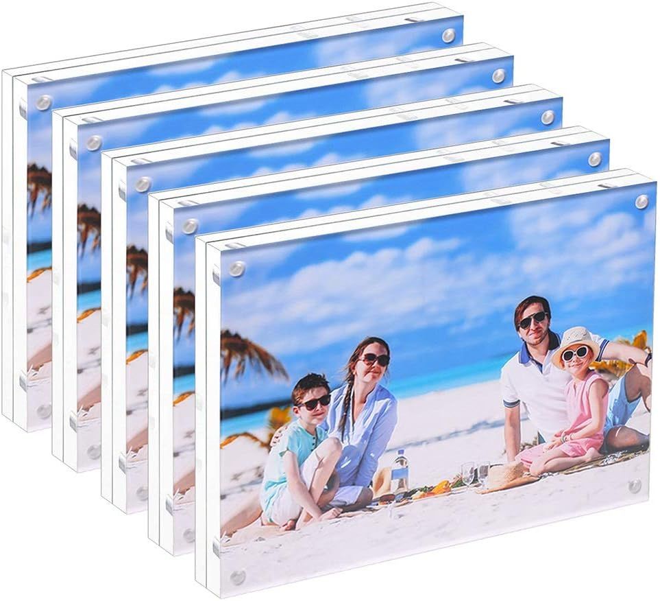 5 Pack Acrylic Picture Frame 5x7 Clear Double Sided Magnetic Picture Frameless Desktop Display wi... | Amazon (US)
