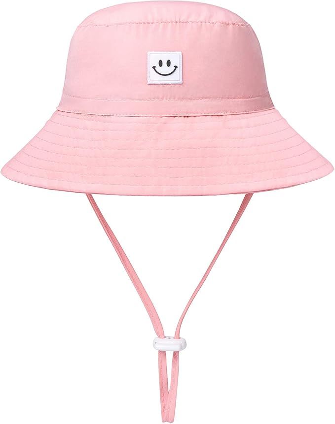 Baby Sun Hat Smile Face Toddler UPF 50+ Sun Protective Bucket hat Nice Beach hat for Baby Girl bo... | Amazon (US)
