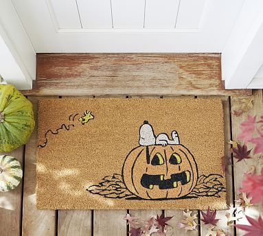 Peanuts&#8482; Snoopy&#8482; Pumpkin Doormat | Pottery Barn (US)