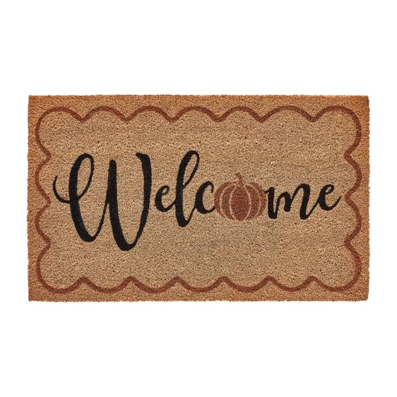 My Texas House Natural/Multicolor Pumpkin Welcome Outdoor Coir Doormat, 30" x 48" | Walmart (US)