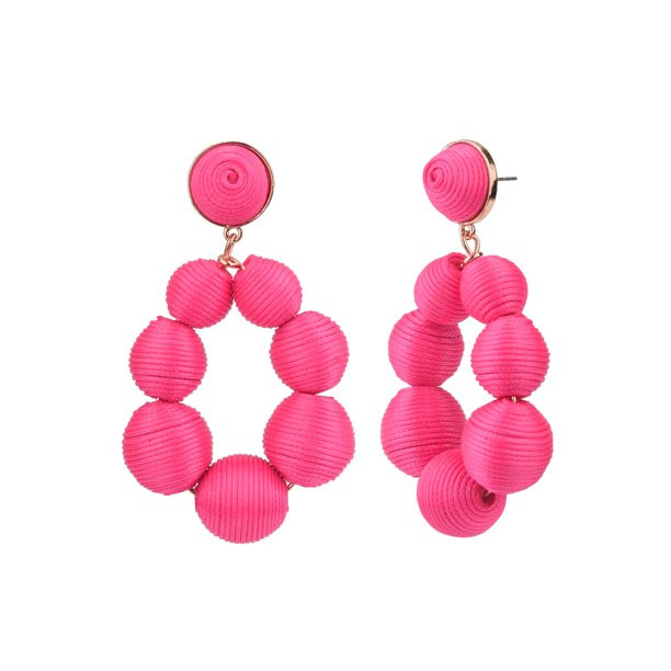 Time and Tru Women's Pink Thread Ball Drop Earring | Walmart (US)