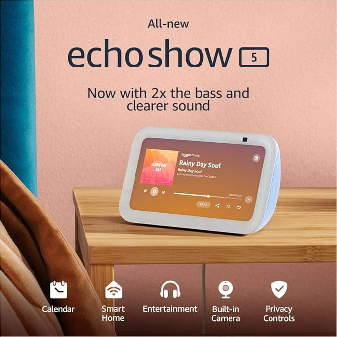 All-new Echo Show 5 (3rd Gen, 2023 release) | Smart display with clearer sound and smart home con... | Amazon (US)