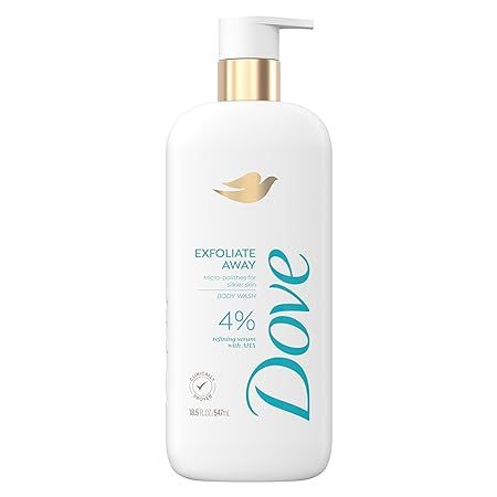 Dove Body Wash Exfoliate Away Micro-polishes for silkier skin 4% refining serum with AHA 18.5 oz | Amazon (US)