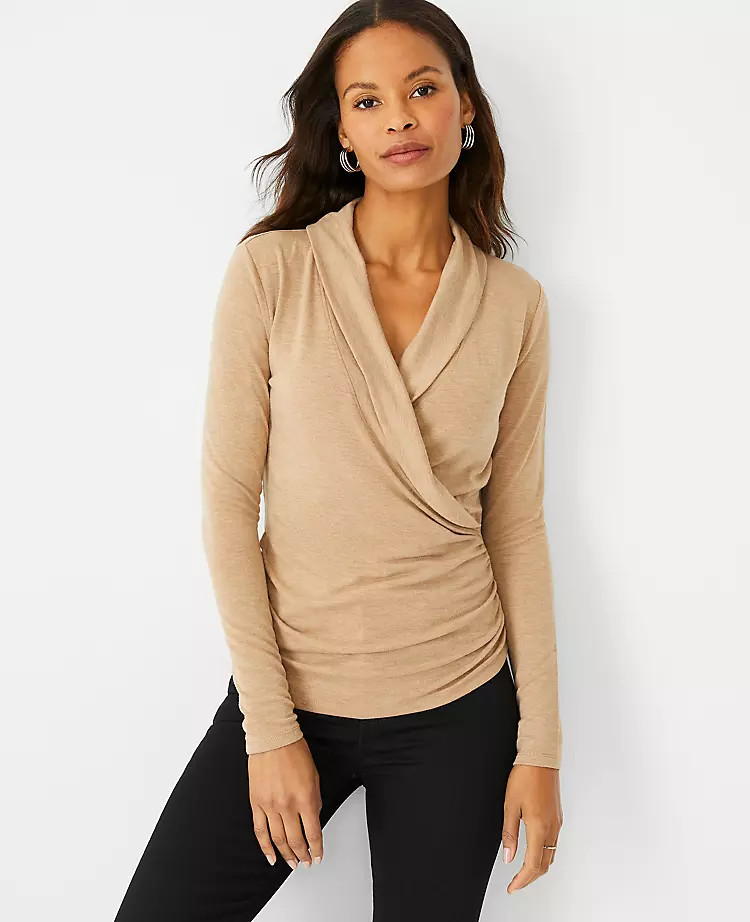Shawl Collar Wrap Top | Ann Taylor (US)