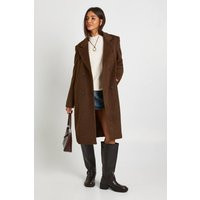 Womens Double Breasted Wool Look Coat - Brown - 12 | boohoo (US & Canada)
