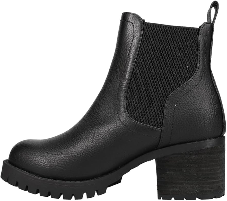MIA Womens Jonna Round Toe Chelsea Casual Boots Ankle Mid Heel 2-3" - Black | Amazon (US)