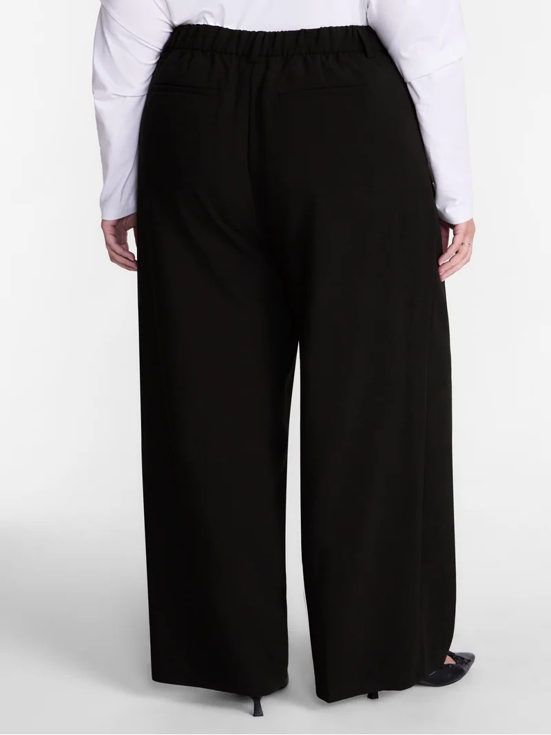 Terra & Sky Women's Plus Wide Leg Pleated Pants, Sizes 0X-5X | Walmart (US)