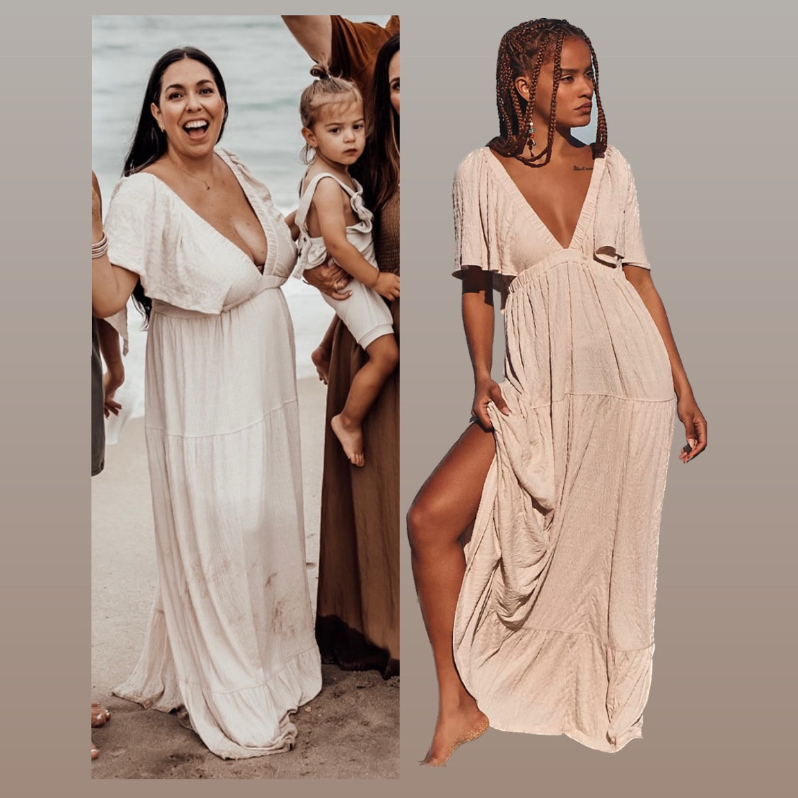two piece maxi dress white Two-Piece V-Neck Sweep Train Satin Wedding Dress COCOMELODY CW3048, 25 Days / Ivory / US4-UK6-EUR34