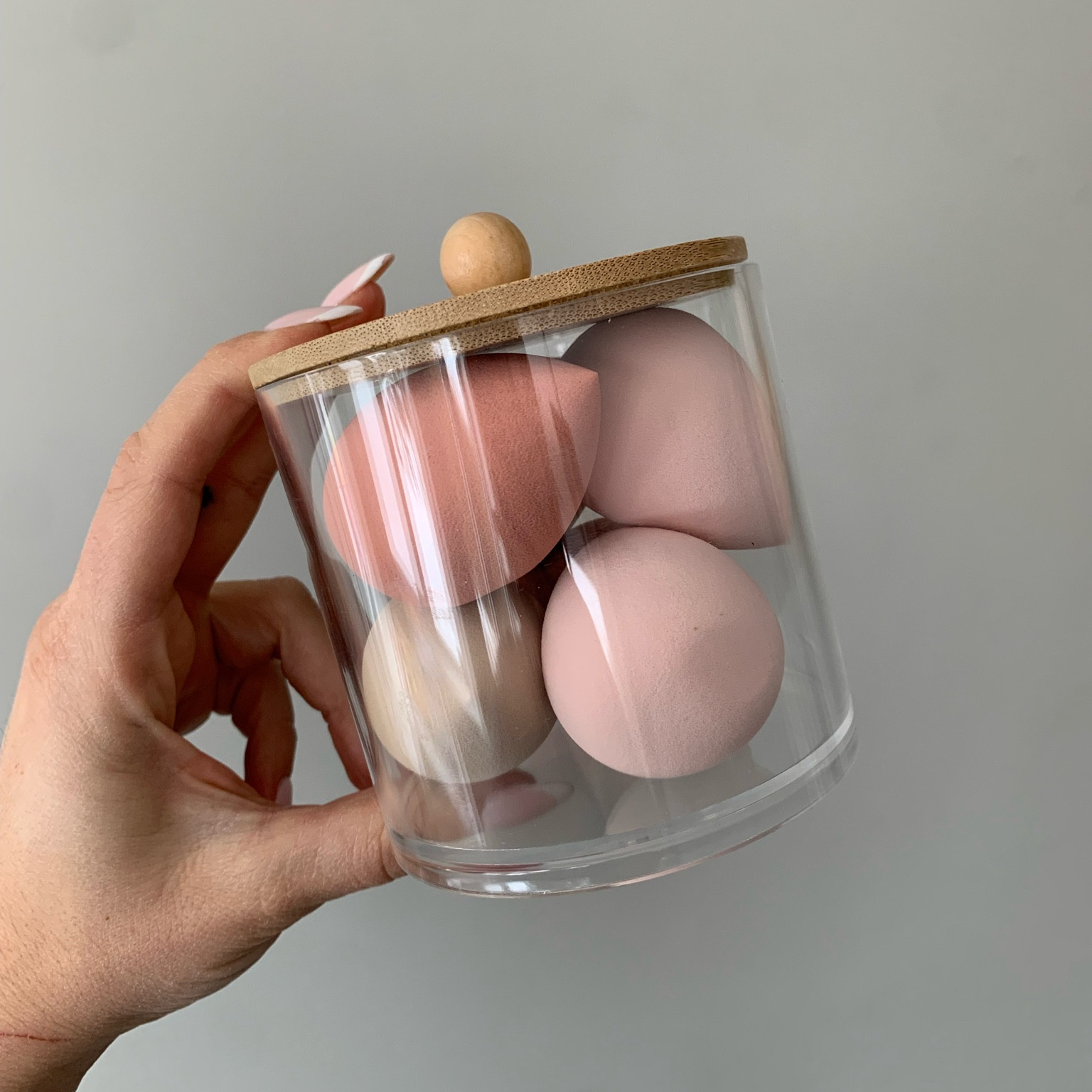Beauty blenders with bamboo lid container 

#LTKgiftguide #LTKsale #LTKbeauty