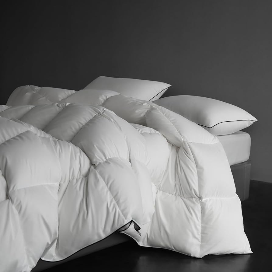 DOWNFORT Luxurious 100% Hungarian White Goose Down Fiber Comforter, Fluffy Duvet Insert King Size... | Amazon (US)
