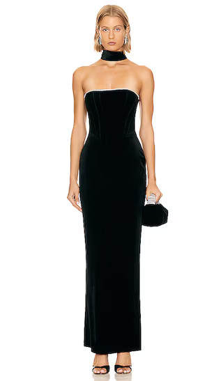 Karyln Dress With Diamanté Detail in Black | Revolve Clothing (Global)