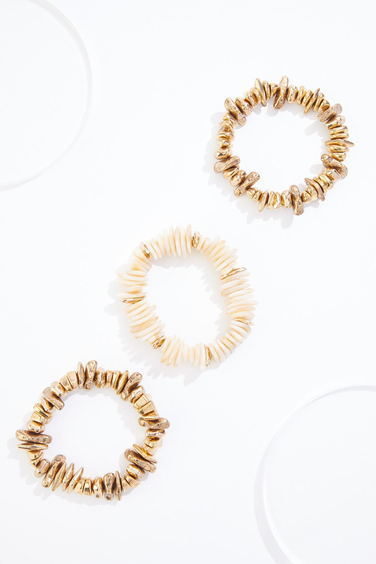 Gold Lucite Shell Shape Beaded Bracelet Set | Cato Fashions
