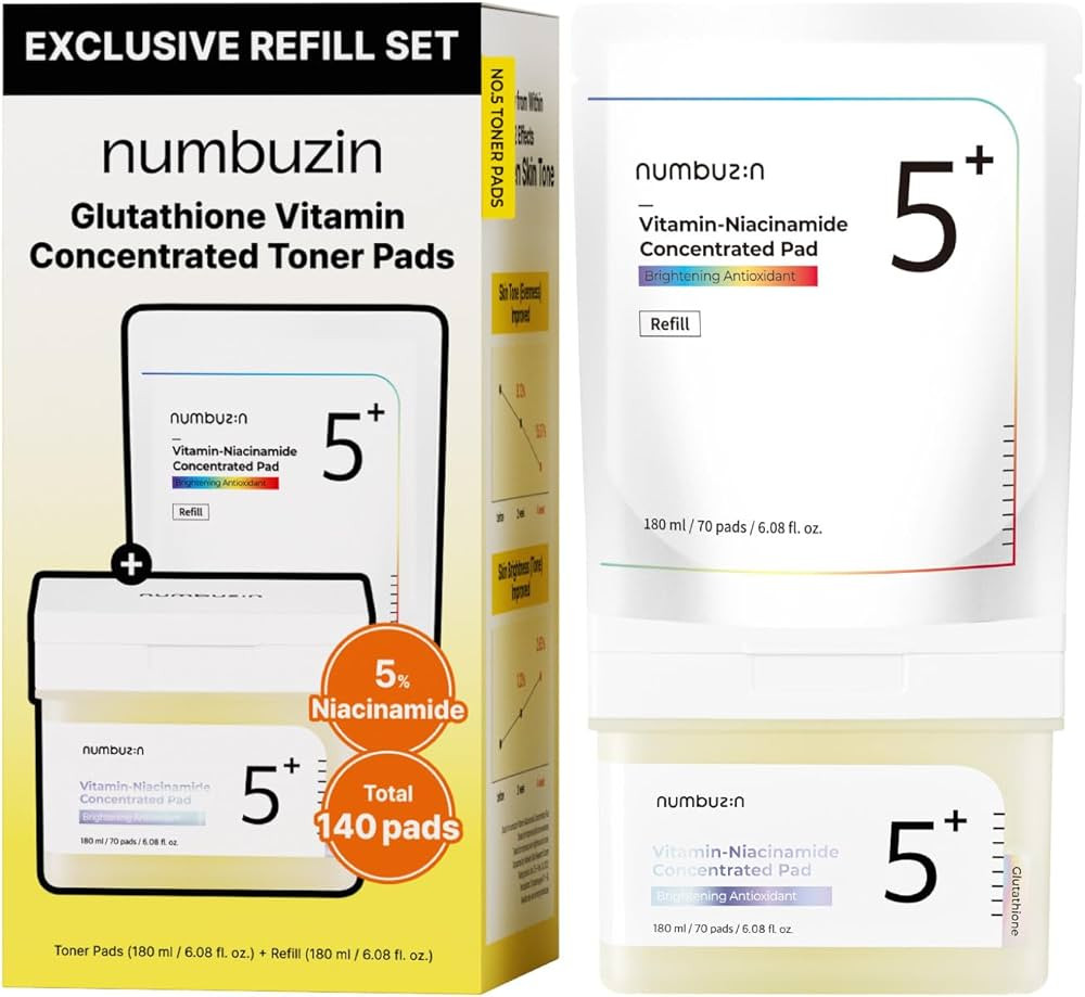 numbuzin No.5 Toner Pads Refill Set | Vitamin-Niacinamide Concentrated Pad | Double-Sided | Gluta... | Amazon (US)