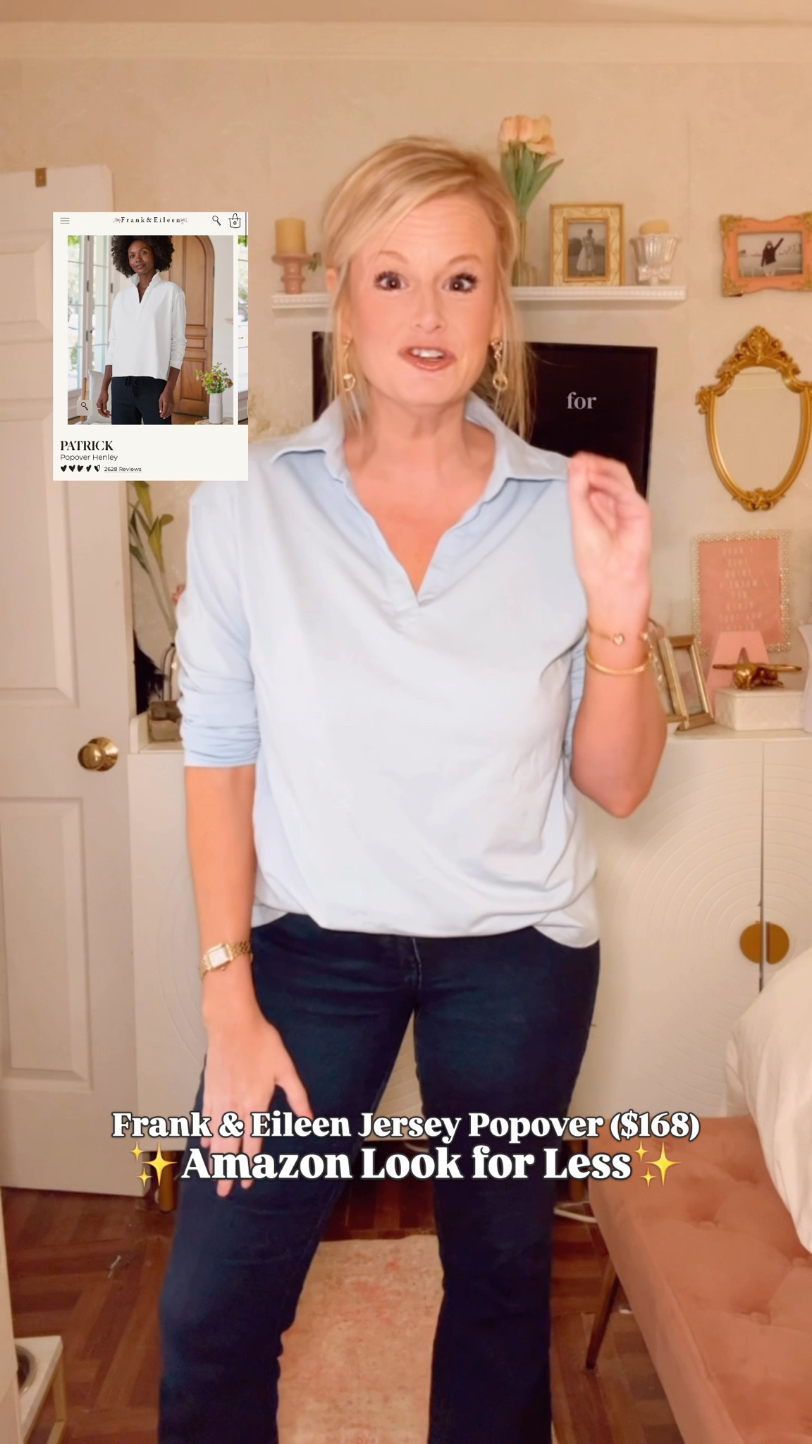 A preppy henley popover that looks designer without the designer price.
This Amazon top is a look for less of the $168 Frank & Eileen Patrick Henley Popover — same relaxed drape, same clean v-neck, same effortless, elevated silhouette that fits straight into any capsule wardrobe. It’s the definition of an everyday essential: sporty, timeless, year-round, and endlessly versatile.

It’s one of my most-worn basics and I now own five colors because it works with everything — denim, trousers, leggings, layers, travel outfits, school drop, errands, all of it. The fit gives that polished “quiet luxury” feel while still being an easy throw-on piece you reach for constantly.

If you’ve been looking for a classic preppy staple, a Frank & Eileen popover look for less, or a reliable capsule wardrobe top that feels elevated but effortless, this one is such a strong pick.

➡️ Everything is linked!

#AmazonFashion #PreppyStyle #HenleyPopover #QuietLuxury #FrankandEileen #LookForLess #DesignerDupes

#LTKWorkwear #LTKSeasonal #LTKFindsUnder50