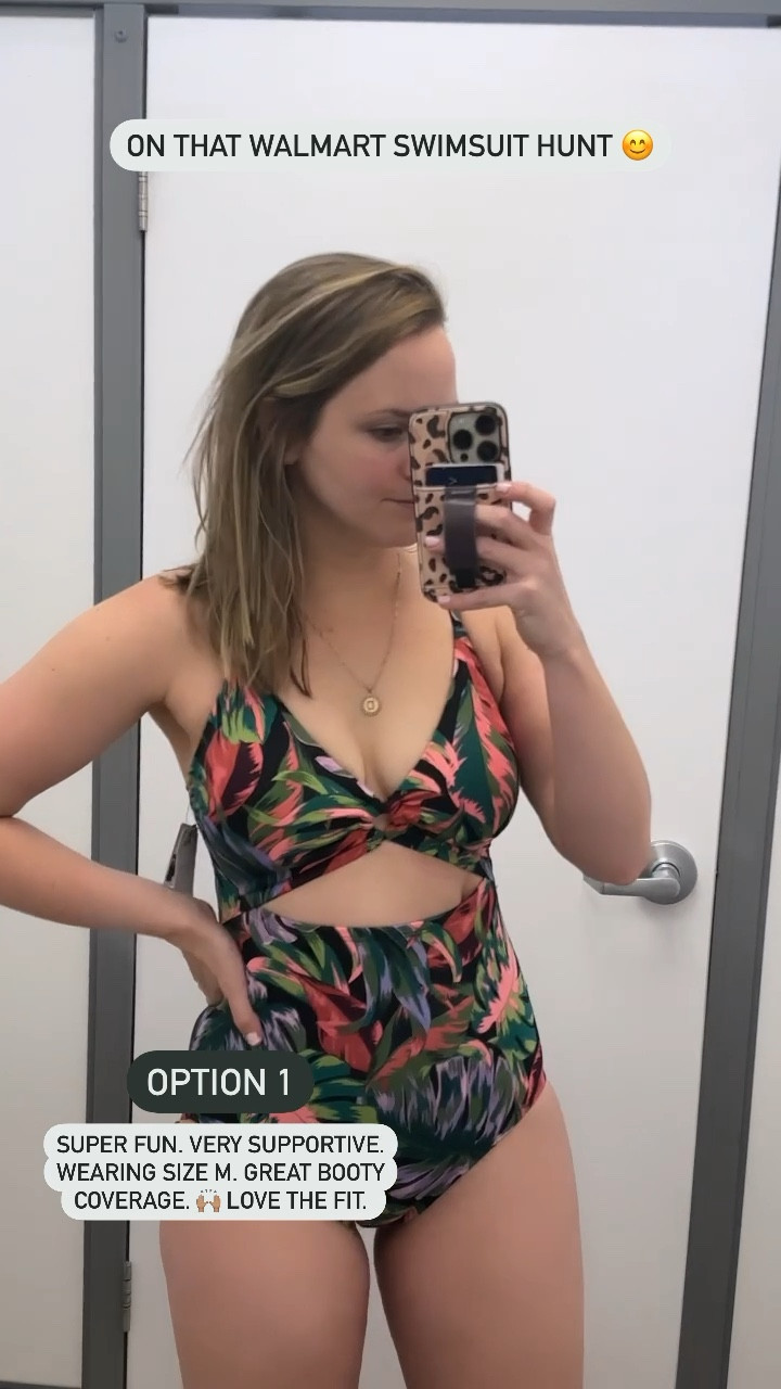 Walmart Swimsuit find!. Mom friendly One piece swimsuit with cut outs. very supportive! wearing size medium. great booty coverage.

Tropical vacation outfit. Resort wear. Walmart swimsuits. Bathing suits. Modest swimsuit. swimwear. 

#LTKSeasonal #LTKswim #LTKunder50