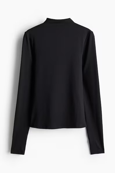 H & M - Mock Turtleneck Jersey Top - Black | H&M (US + CA)