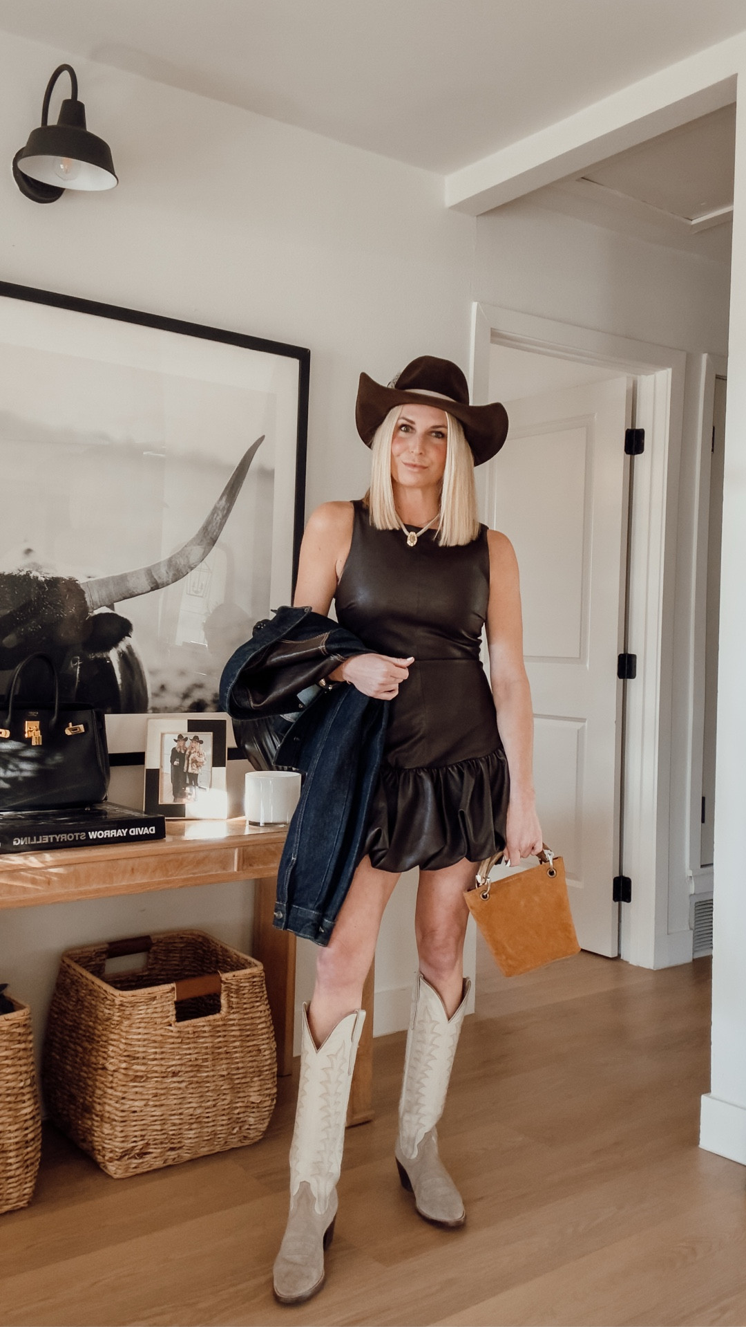 Rodeo style 🤎 brown faux leather dress with denim jacket | wearing a size small in both | Zara finds

#LTKstorytime #LTKgrwm