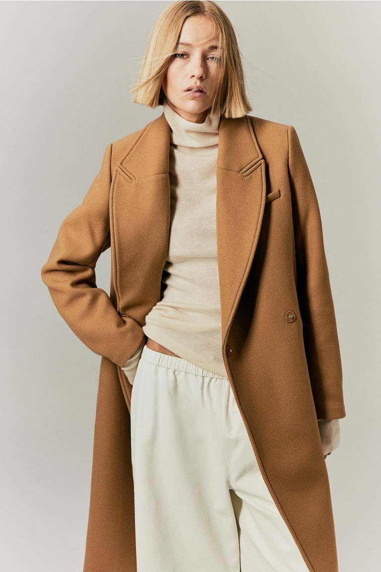 Wool-blend tie-belt coat - Dark beige - Ladies | H&M GB | H&M (UK, MY, IN, SG, PH, TW, HK)