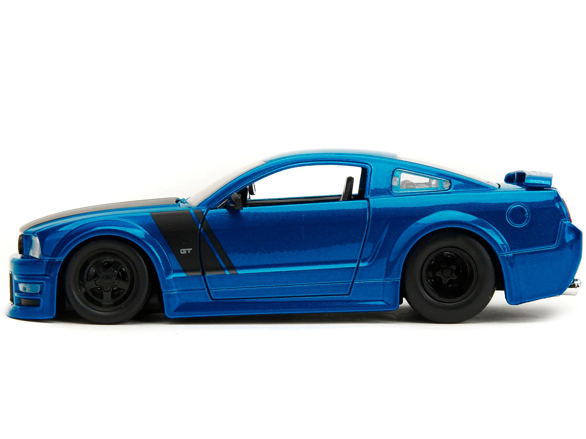 2006 Ford Mustang GT Blue Metallic with Matt Black Hood and Stripes "Bigtime Muscle" Series 1/24 Diecast Model Car by Jada | Shop Simon