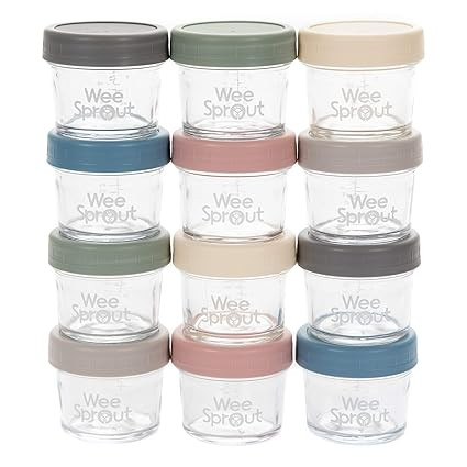 WeeSprout Glass Baby Food Storage Jars - 12 Set, 4 oz Baby Food Jars with Lids, Freezer Storage, ... | Amazon (US)