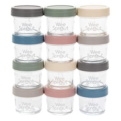 WeeSprout Glass Baby Food Storage Jars - 12 Set, 4 oz Baby Food Jars with Lids, Freezer Storage, ... | Amazon (US)