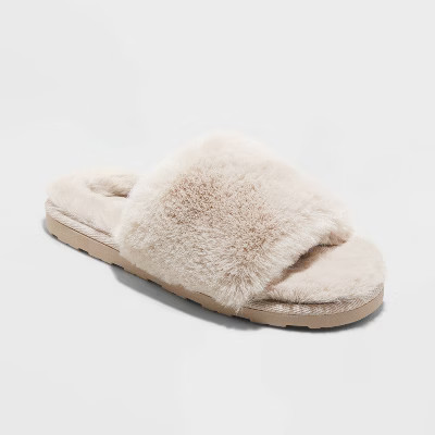 Women's Emma Faux Fur Slide Slippers - Stars Above™ | Target