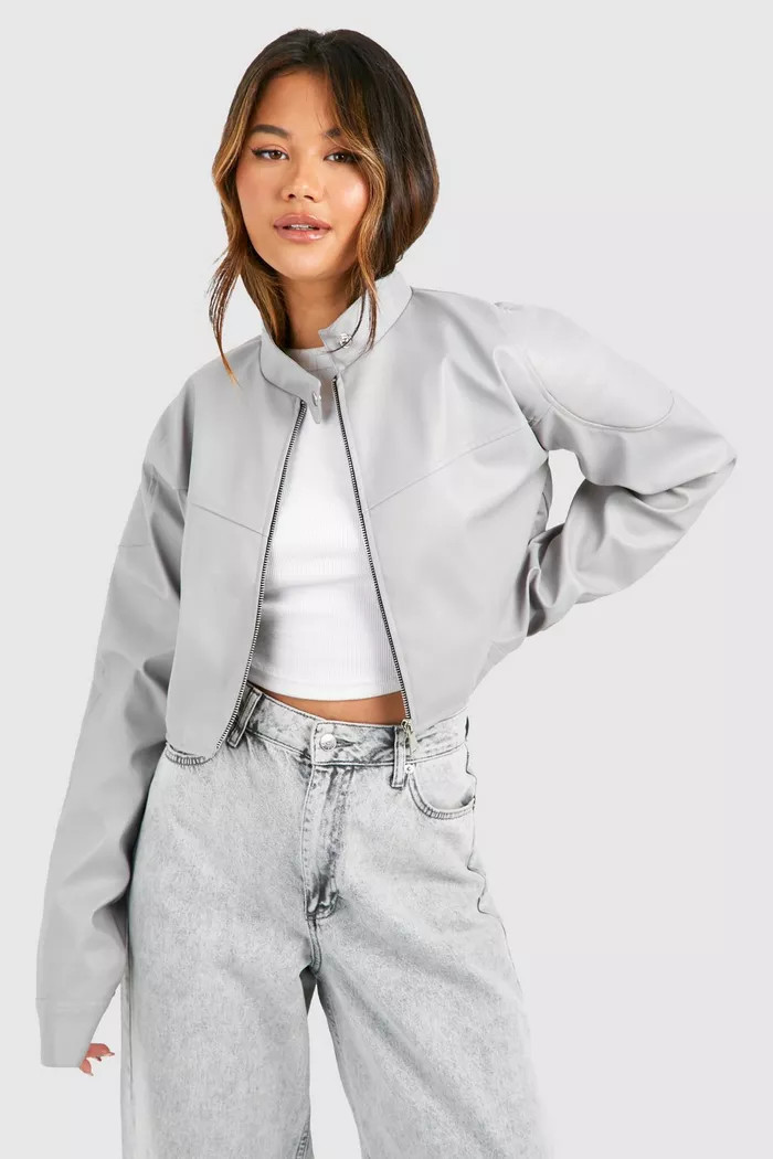 Cropped Moto Bomber Jacket | Boohoo.com (UK & IE)